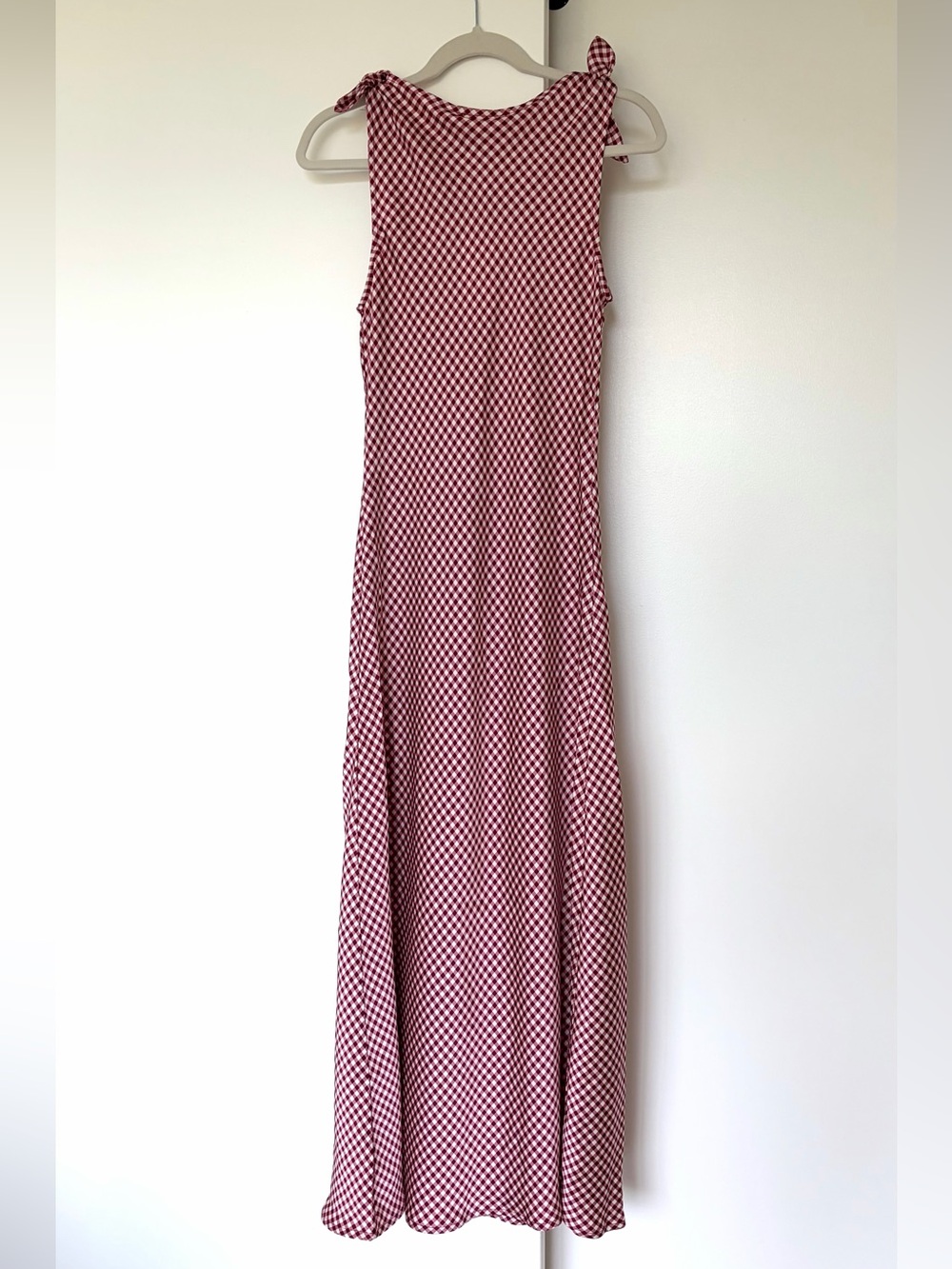 Caroline Constas Red Gingham Tie Shoulder Maxi Dress NWT Size Small - Picture 3 of 4